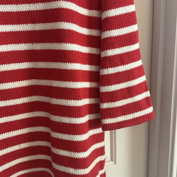 Chico's Size 3 Catalina Stripe Electro Pink Pullover Sweater Top large nautical - Picture 2 of 5